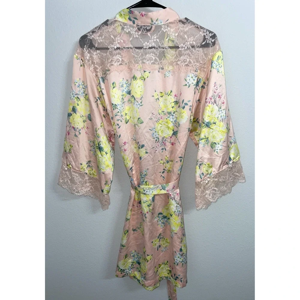 INC Women's Belted Floral Robe,‎ Pink Floral Size M